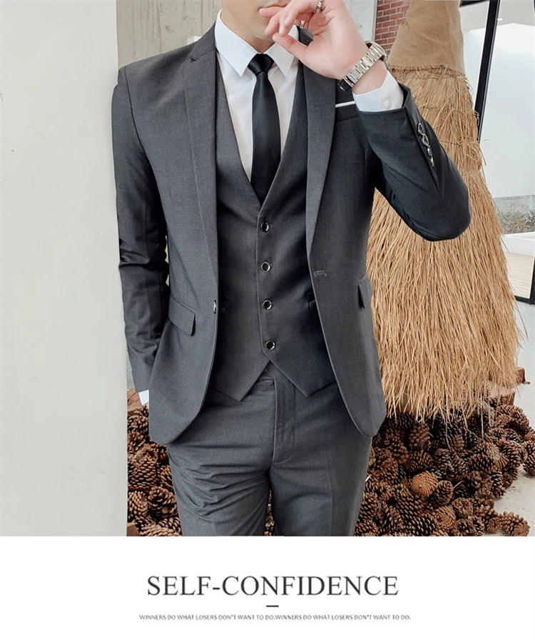 Suits for Men - 3 Pieces - New Fabrics - Fashionable Business Gentleman - Slim Fit - Wedding  Professional Business Formal Dress