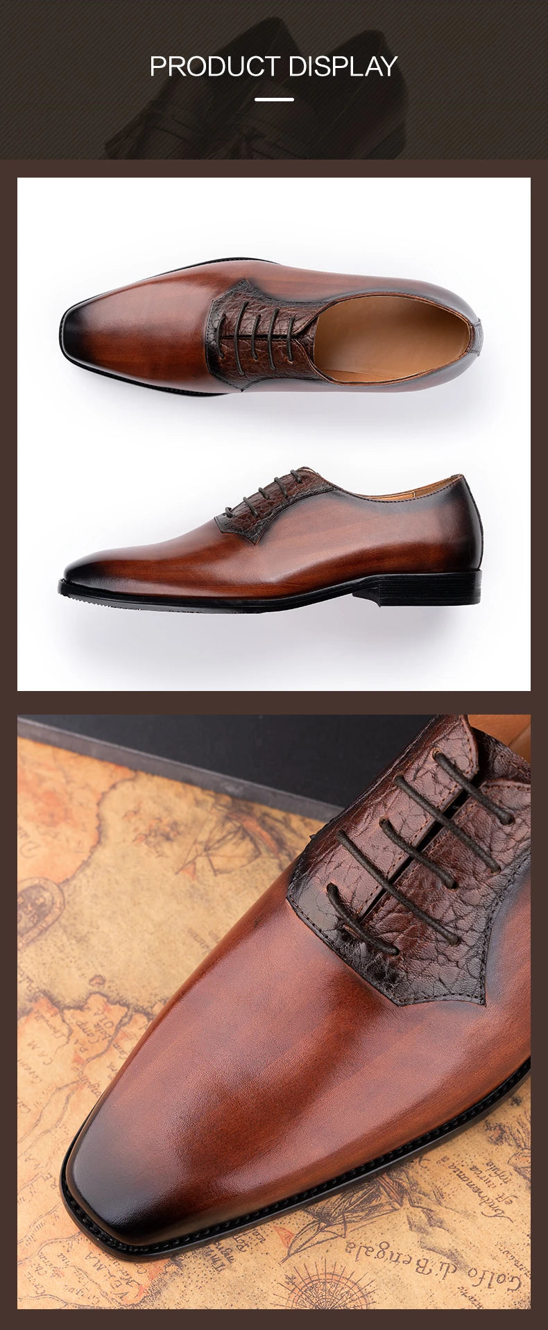 Luxury Mens Oxford Genuine Leather Shoes Business Office Men Wedding Formal Lace Up Dress Shoes