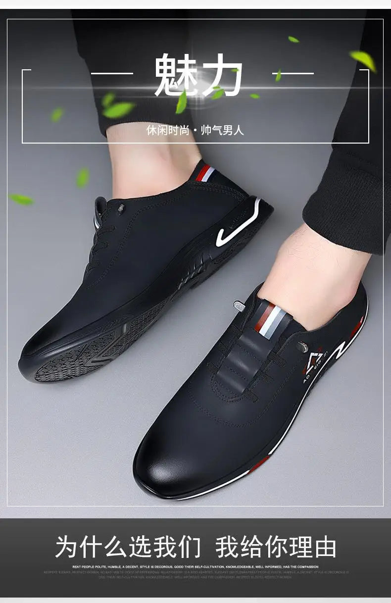 Men's Shoes Fashion Soft Soled Men Casual Shoes British Style Formal Shoes Breathable Lace-Up Bottom Light Sneakers Male Size