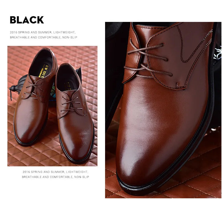 Men Leather Shoes Business Dress Shoes All-Match Casual Shoes Shock-Absorbing Footwear Wear-Resistant