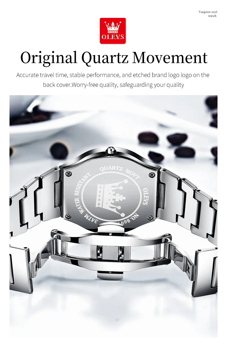 OLEVS Fashion Mens Watches Top Brand Luxury Tungsten Steel Gold Quartz Watch for Man Waterproof Luminous Date Week Wristwatch