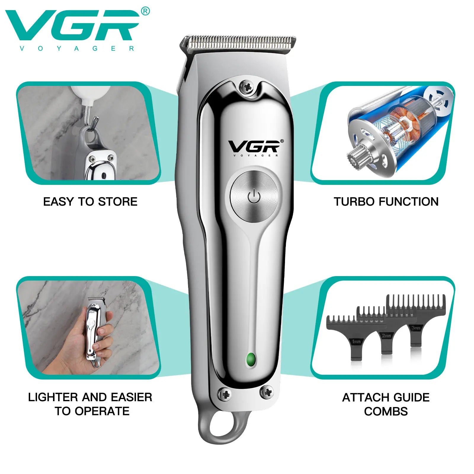 VGR  071 T-blade cutting machine barber rechargeable professional hair clipper trimmer for men cordless