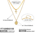 Liora Chic Cubic Zirconia Cross Pendant Necklaces For Women Double Chain Stainless Steel Mujer Choker Fashion Party Jewelry