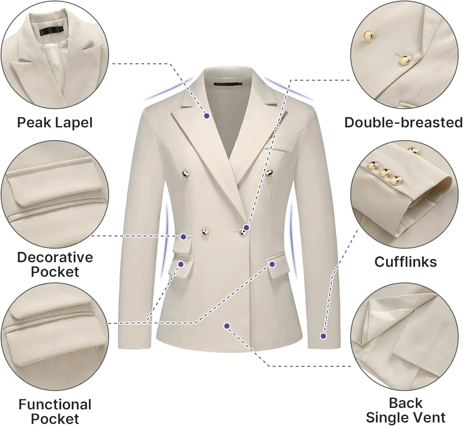 Women's Suiting Pants Suits for Women Dressy Double-Breasted Blazer Business Casual Outfits