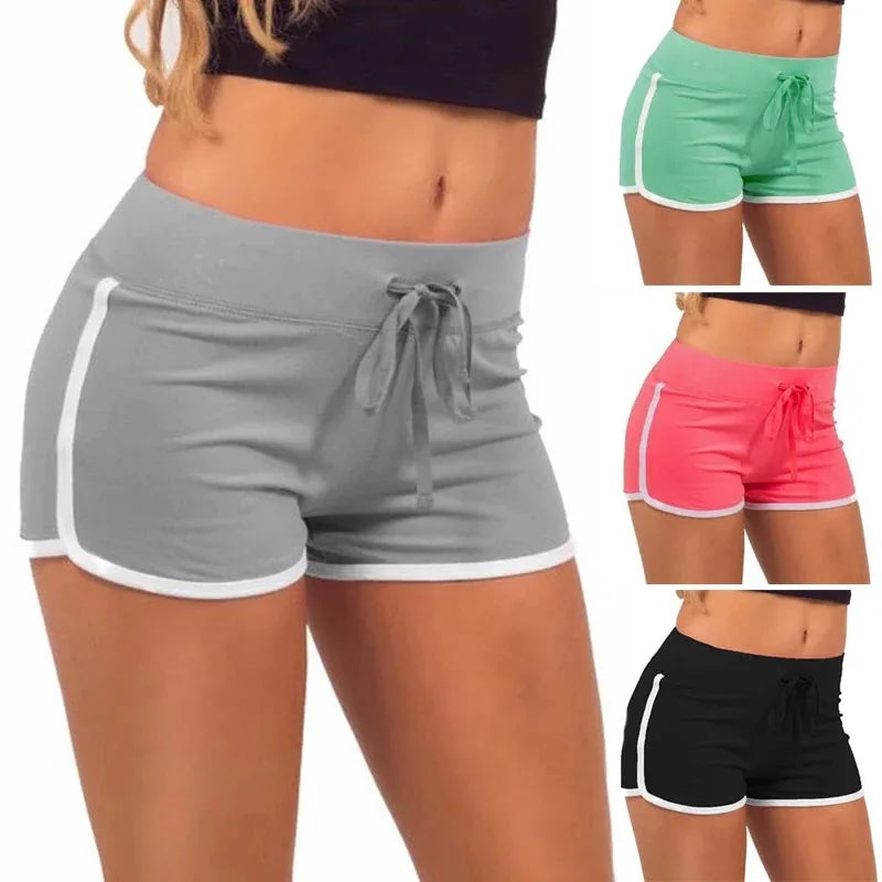Women's Sports Shorts, Cotton Drawstring Shorts, Stretch Elasticated Waistband Shorts, Casual, Beach, Yoga, Running, Summer
