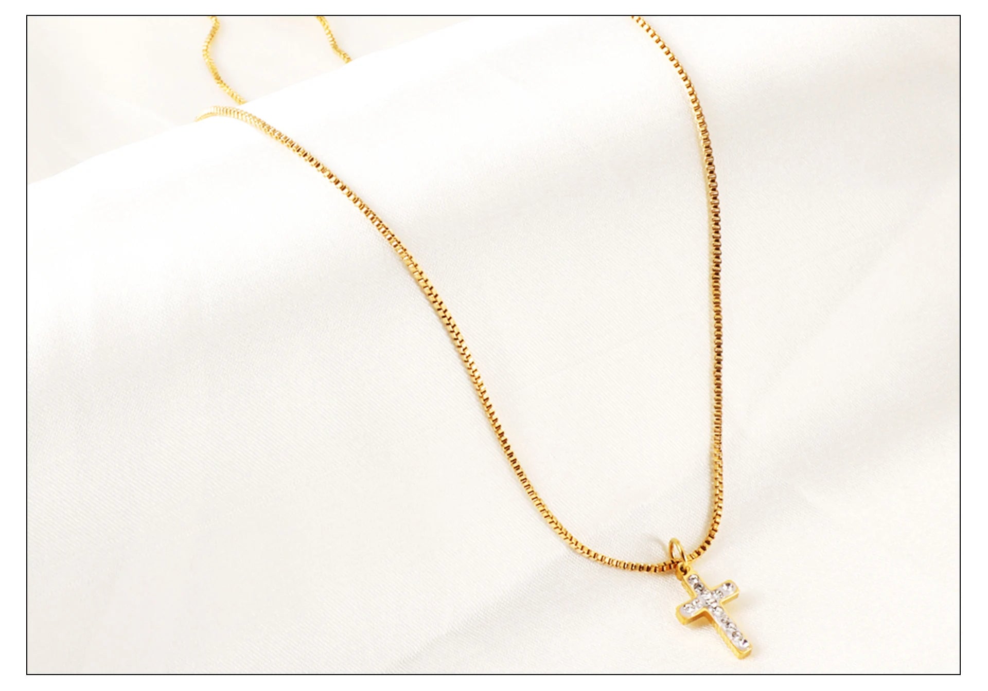 Classic Cross Pendant Necklaces For Women Girls Fashion Gold Plated Stainless Steel O Chain Collares Para Mujer Jewelry Gifts