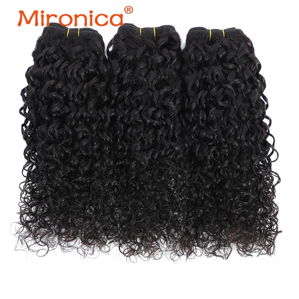 PIXIE Curly Human Hair 1/3/4 Bundle Raw Human Hair Weave Natural Human Hair Extensions Remy Human Hair Bundles for Black Women