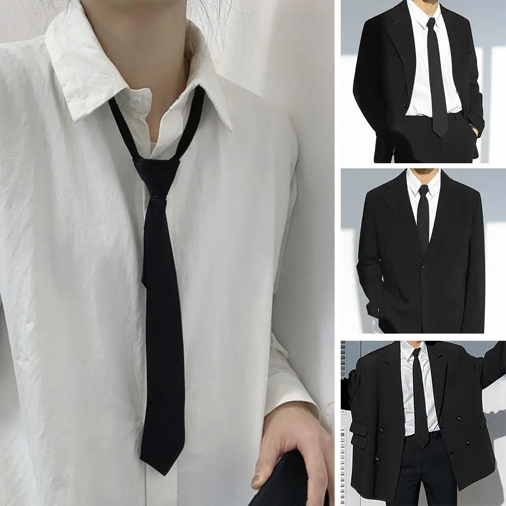 Unisex Zipper Tie For Man Woman Black Clip On Men Tie Security Ties For Clothes Neckties Uniform Suit Ties for Wholesale