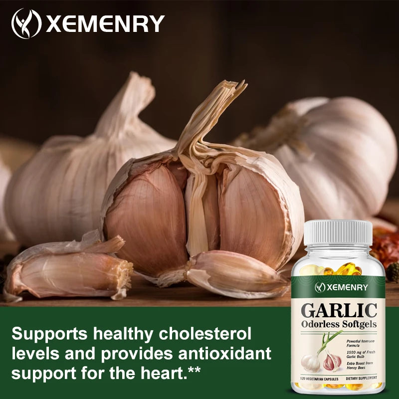 Odorless Garlic Capsules - Balance Cholesterol Levels, Support Heart and Cardiovascular Health