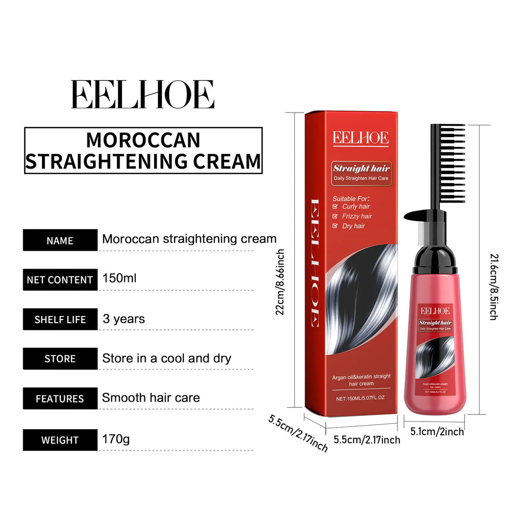 EELHOE Morocco Straight Hair Cream Keratin Smooth Straightening Cream for Frizzy Hair Softener Scalp Treatment Hair Care Produc