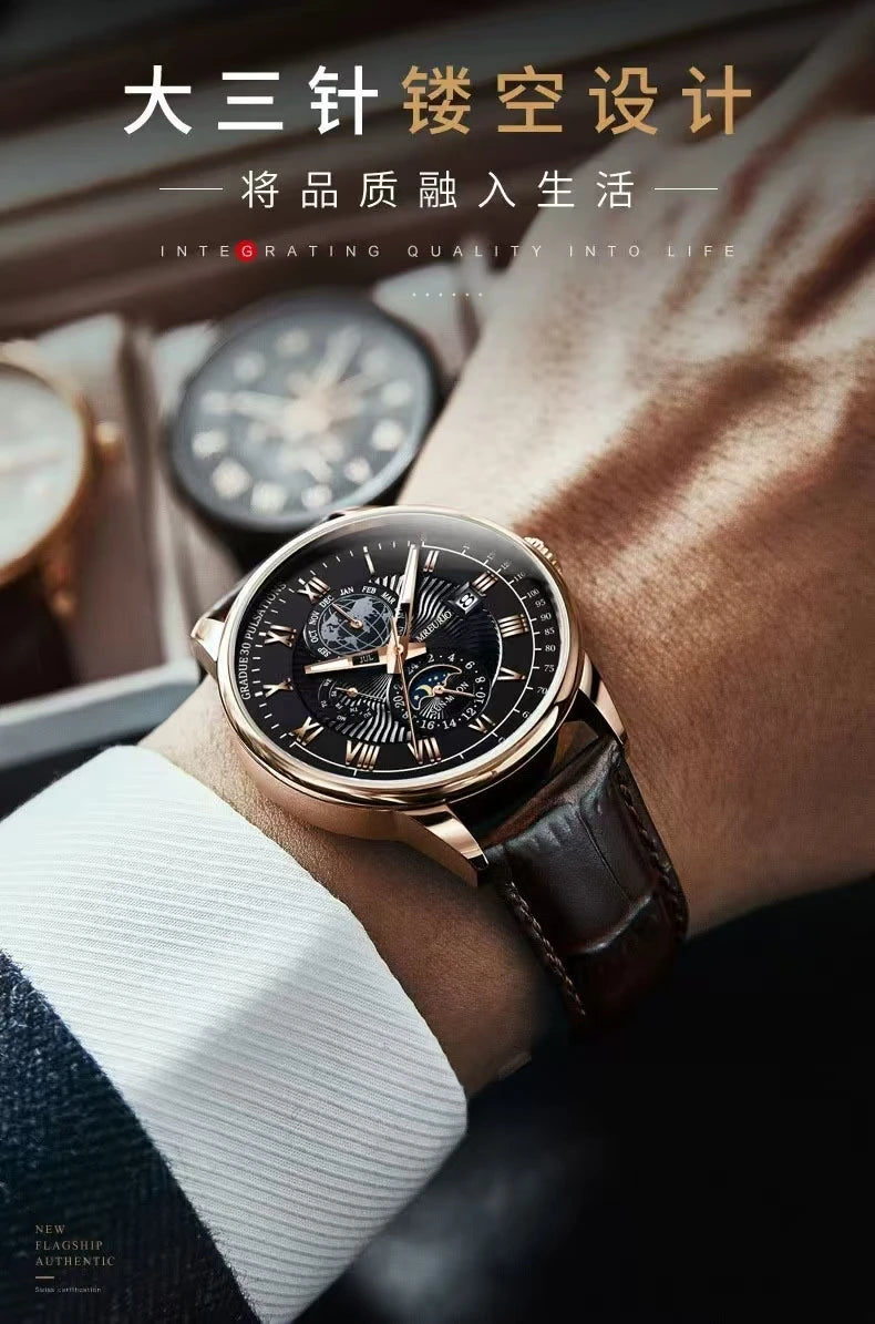 2026 Men Watch Fashion Top Luxury Sport Men's Wristwatch Waterproof Luminous Leather Date Quartz Watches Man clock