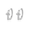 CZ Zircon Cross Hoop Earrings For Women Stainless Steel Hip Hop Punk Small Geometric Round Earrings Religion Jewelry Gift