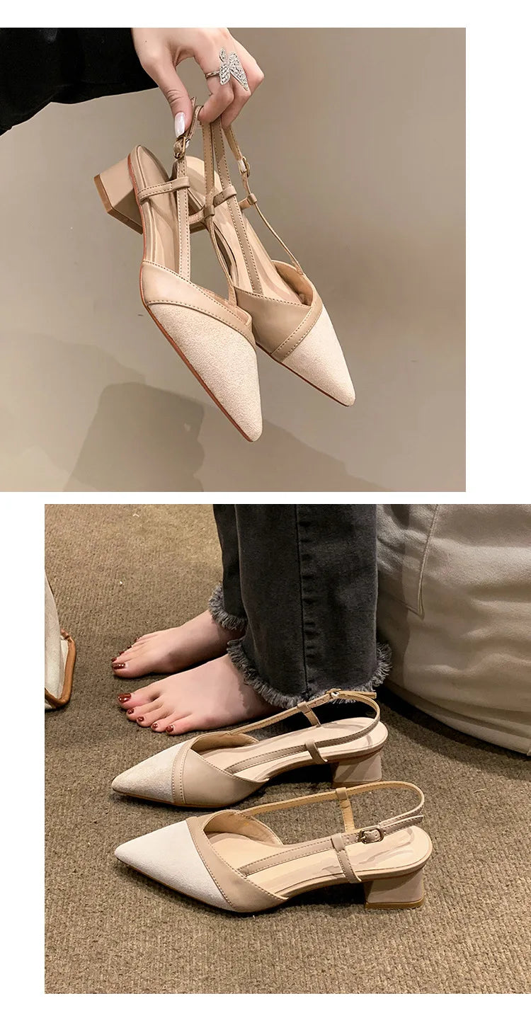 Women Sexy Chunky Heel Shoes Women Summer Pointed Toe Dress Slippers Designer 2025 New Party Pumps Walking Femme Zapatos Slides