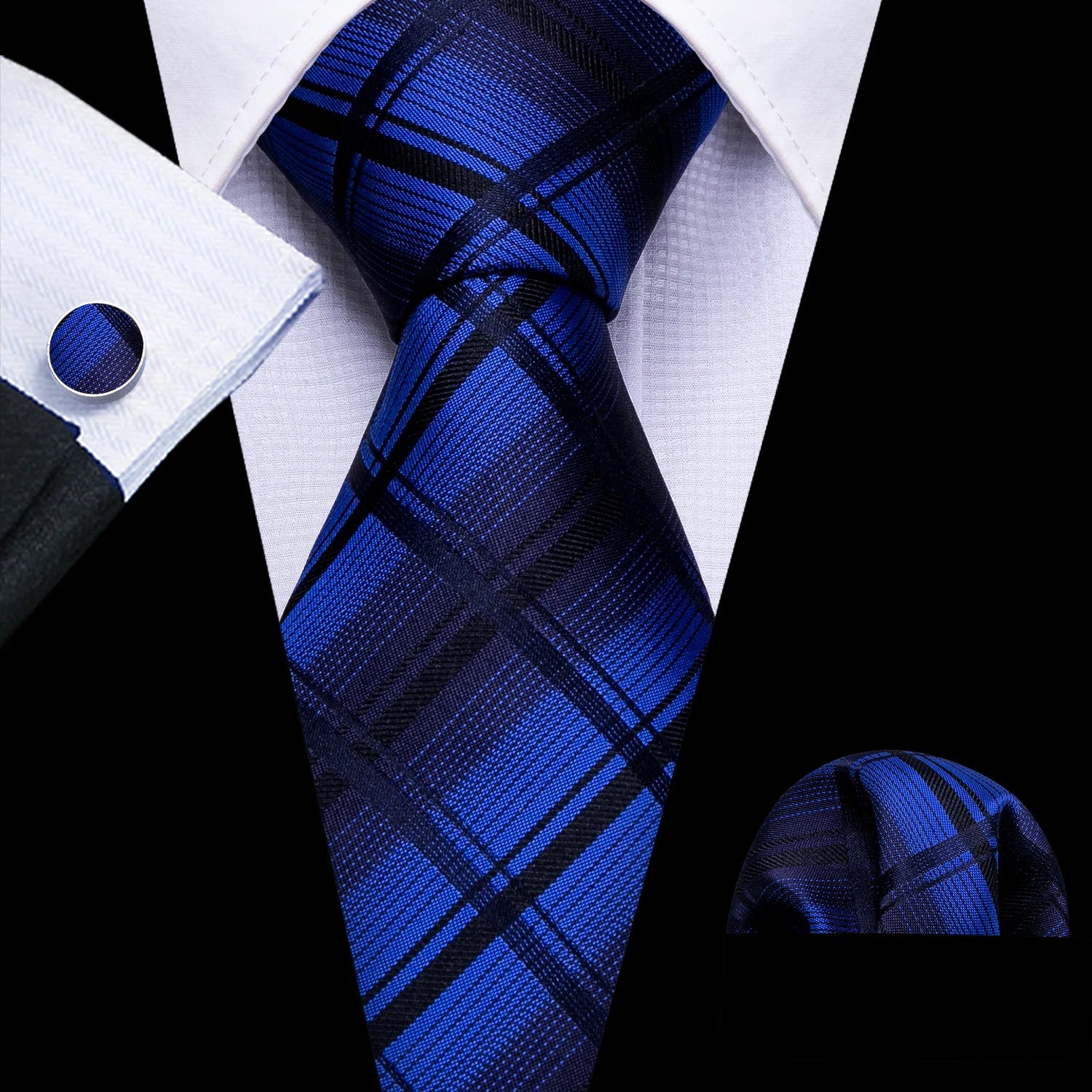 Male Luxury Neck Tie For Men Business Red Striped Tie Hanky Cufflinks Set Neckwear Wedding Party Casual