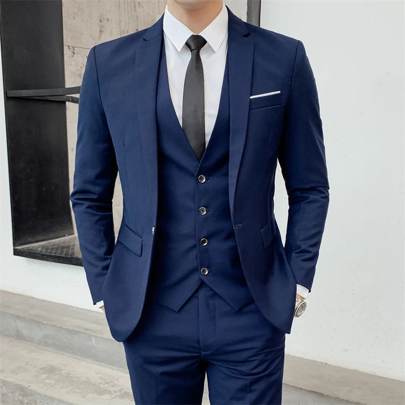 Suits for Men - 3 Pieces - New Fabrics - Fashionable Business Gentleman - Slim Fit - Wedding  Professional Business Formal Dress