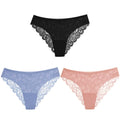TrowBridge 3PCS Women's Panties Set Sweet Lace Underwear Soft Silk Satin Lingerie French Romantic Woman Briefs Female Sexy Panty