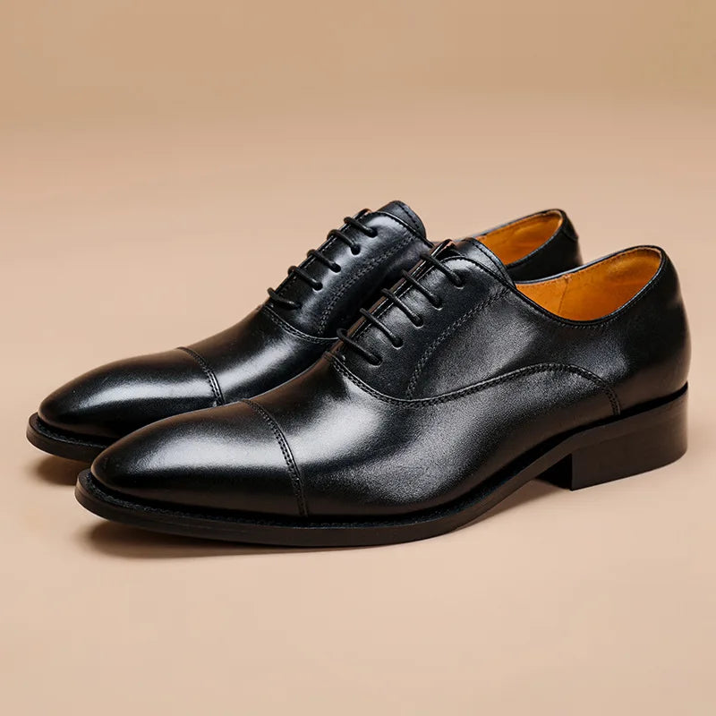 New Style Men's Shoes Formal Dress Shoes Male Oxfords Men Genuine Leather Office Shoes Elegant Wedding Party Lace-up Shoes
