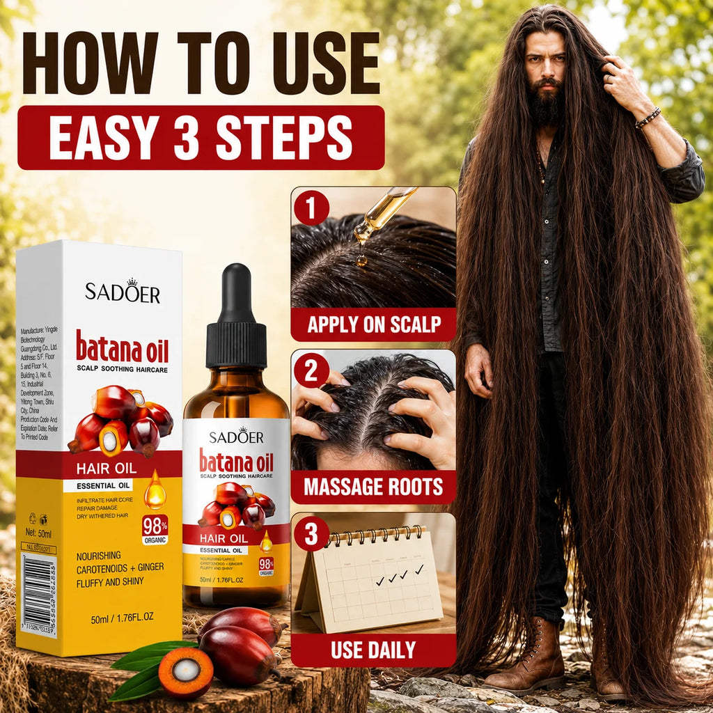 Batana Hair Growth Oil Follicle Activator Hair Loss Treatment Bald Spot Regrowth Scalp Root Repair Fuller Thicker Hair Men Women