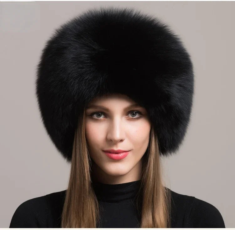 Hot Sale 100% natural Fox Fur Hat Women Cap Thick Fur Cap Winter Warm Hat Female Fashion For Women Hat With Earmuffs Hat