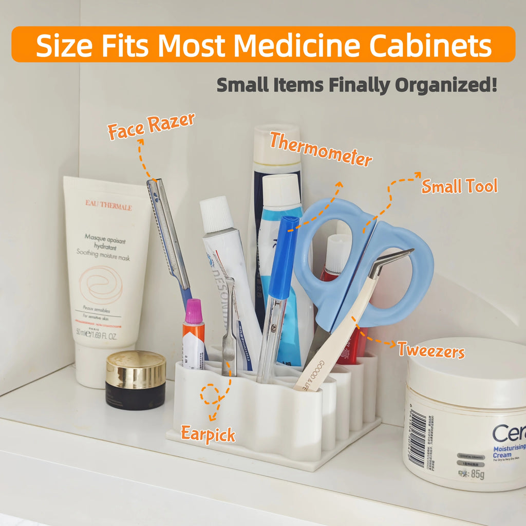 1pc 32-Slot Ointment Organizer | Medicine Storage Compartments, Multi-Use Holder for Medicine Cabinet Wall, Countertop, Vanity