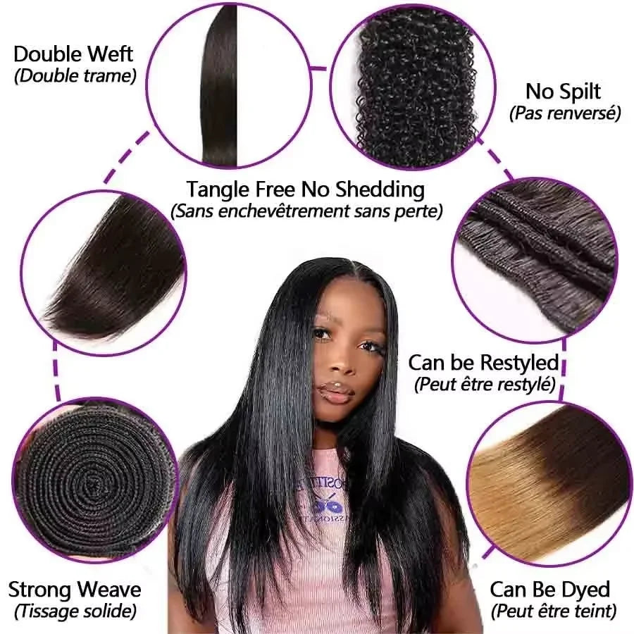 Straight Human Hair Bundles 100% Human Hair 32 40 Inch Bundles Human Hair Extensions Burmese Raw Human Hair 1/2/3/4 Bundles