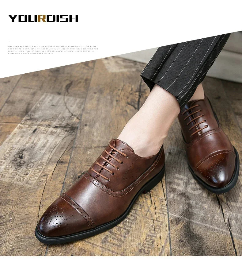 Luxury Men Dress Shoes Fashion Casual Business Shoes Retro Party Banquet Shoes for Men Carved Lace-up Brogue Wedding Shoe Size48