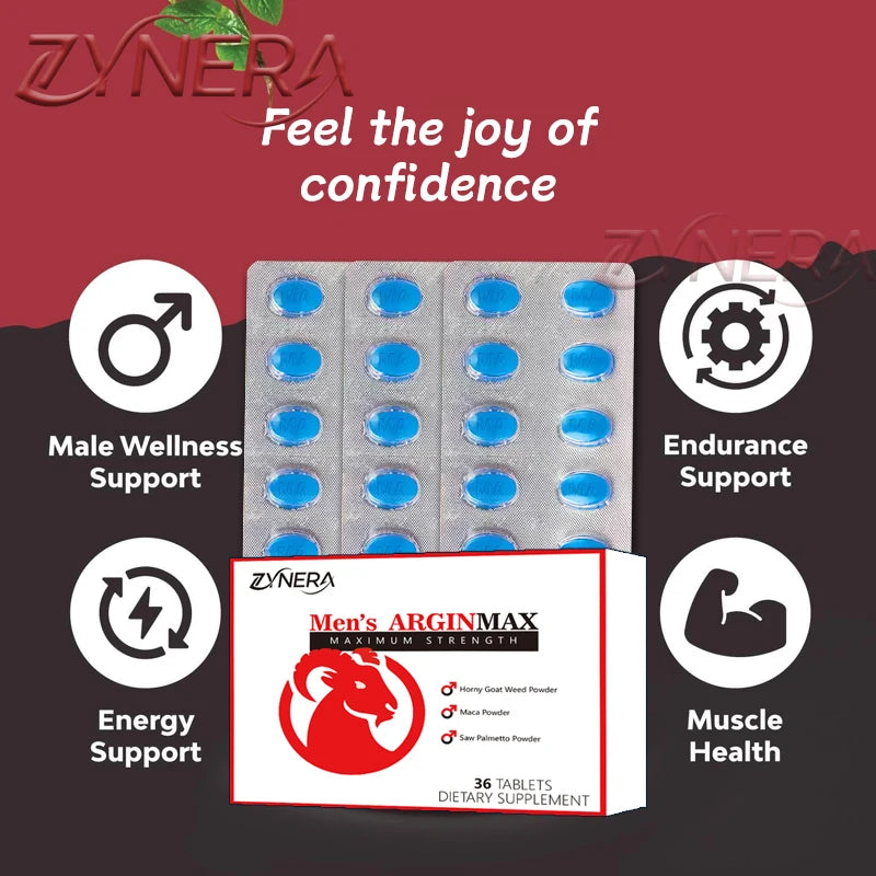 Epimedium Male Supplement- with Maca Powder, Saw Palmetto, Panax Ginseng 100% Pure Energy Tablets for Men