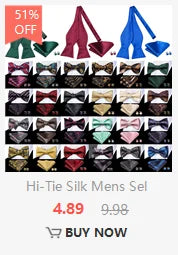 Hi-Tie Mens Ascot Black Pink Blue Red Gold Green Purple White Cravat Tie Hanky Cufflinks for Male Wedding Business Prom