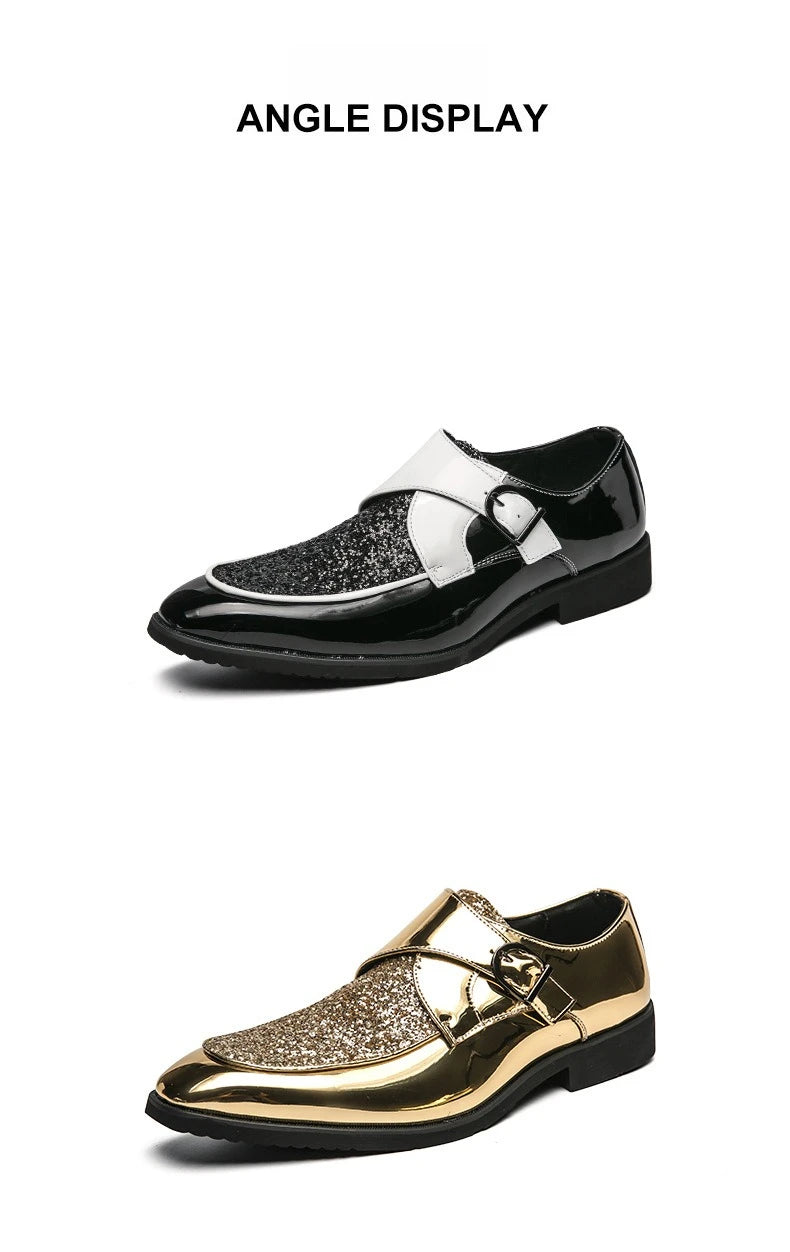 Luxury Men's Leather Shoes High Quality Gold Dress Shoes for Men Italian Brand Oxford Shoes Fashion Big Size Party Wedding Shoe