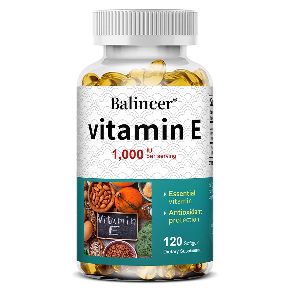 Vitamin E Supplement, 1000 IU Per Serving, Powerful Antioxidant, Supports Skin, Heart, Brain and Immune System – Non-GMO
