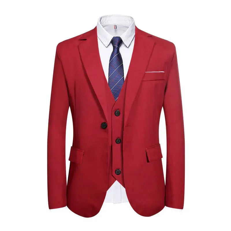 Suits Men Three Piece Suit Sets Turn Down Collar Full Sleeve Blazers Vest Long Pants Slim Fit Ensemble Wedding Evening Spring