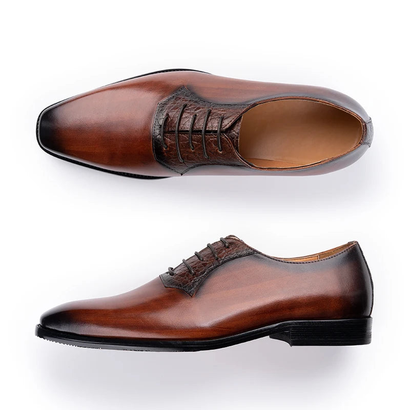 Luxury Mens Oxford Genuine Leather Shoes Business Office Men Wedding Formal Lace Up Dress Shoes