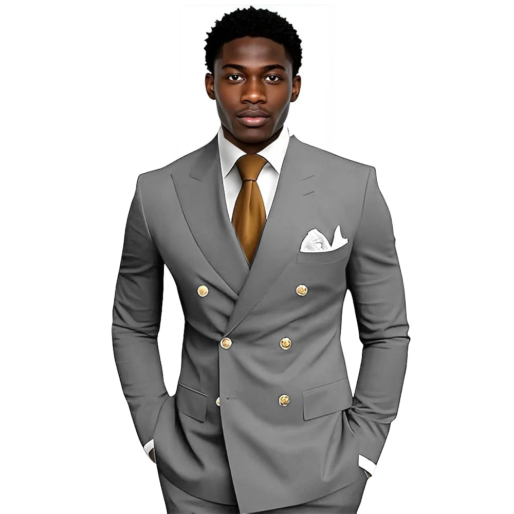 Business Men's Suit 2-piece Double-breasted Blazer Pants Wedding Groom's Tuxedo Gentleman's Evening Dress Tailor-made Mens Suits