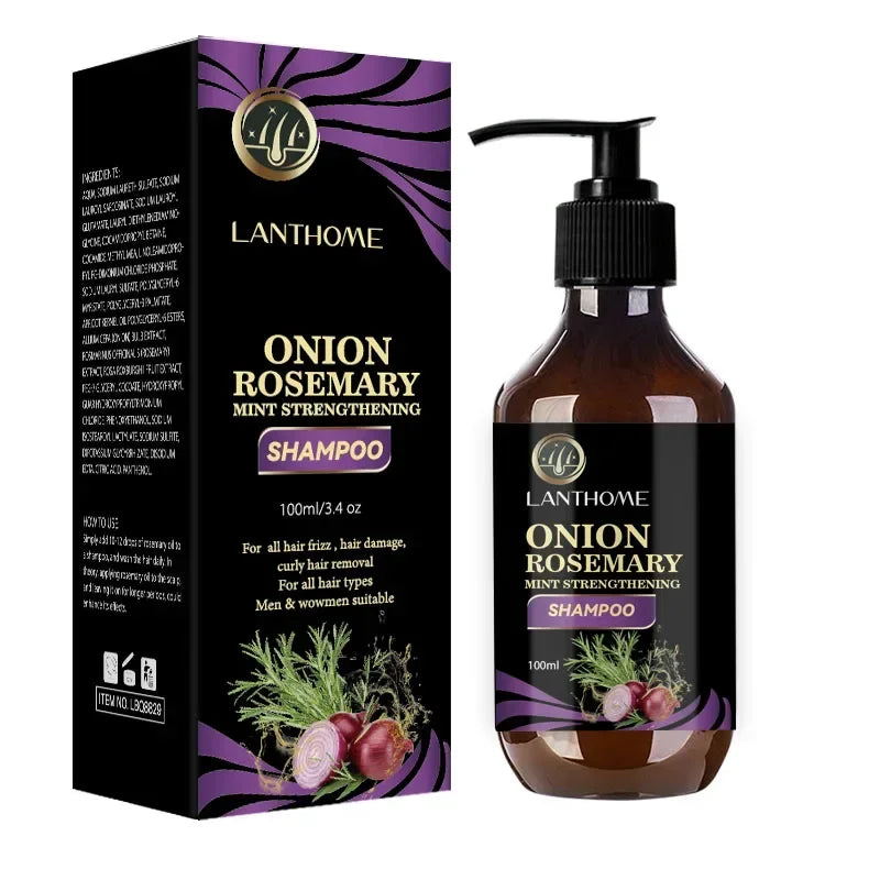 Rosemary Onion Strengthening Shampoo for Hair Growth Repair Damaged Anti Loss Hair Care Shampoo Professional for Men and Women