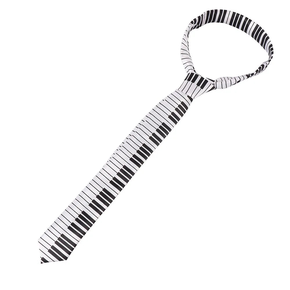 Gifts Classic for Men Fashion Black & White Skinny Tie Music Tie Piano Keyboard Necktie