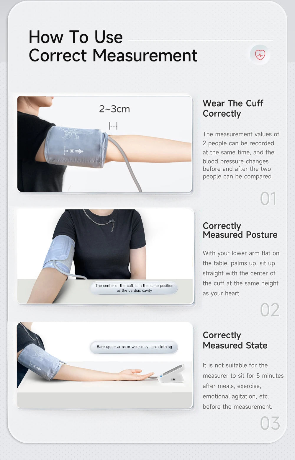 Kingclinic LED Backlit Screen Automatic Upper Arm BP Monitor Electronic Blood Pressure Machine 2X120 Groups Adjustable BP Cuff
