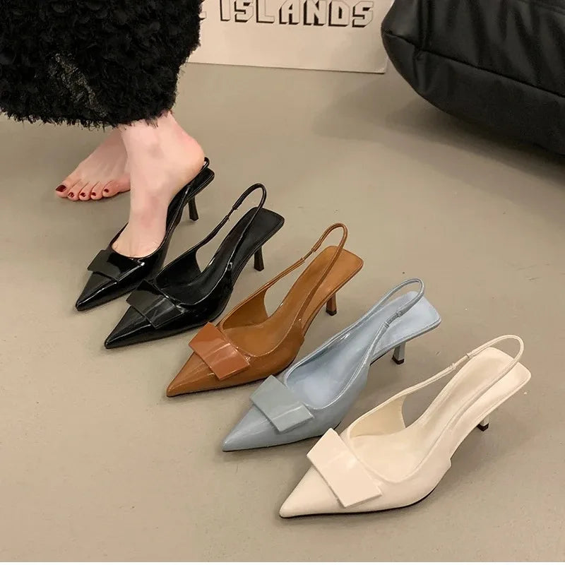 2025 Summer Women's Shoes High Heel Women Sandals Fashion Pointed Toe Singbacks Shoes Design Style Banquet Party Sandalias Shoes