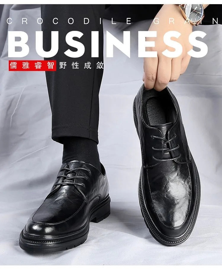 Men's shoes new spring and autumn British style leather shoes men's business dress big head cowhide work non-slip casual shoes