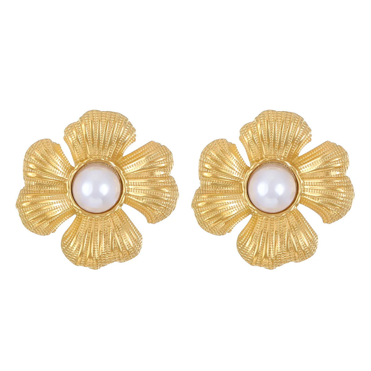 Stainless Steel Wrinkled Gold Color Earrings For Women Metal Earing Jewelry 2026 Trending Vintage Round Square Heart Earrings