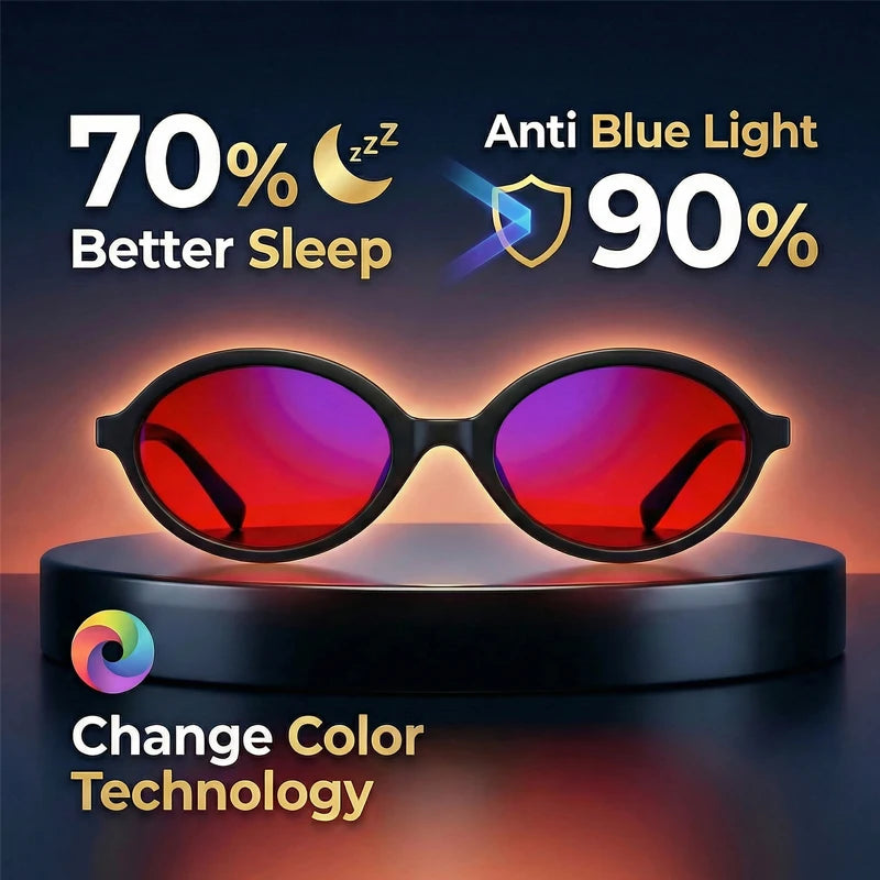 Anti Blue Light Oval Glasses For Better Sleep Men 2026 Red Tinted Lenses Computer Gaming Change Color Sunglasses Shades UV400