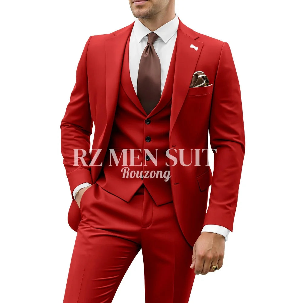 Mens Suit 3 Piece Suits for Men Slim Fit Wedding Groom Suit Men Blazer Vest Pant Suits for Prom Business Formal costumes hommes