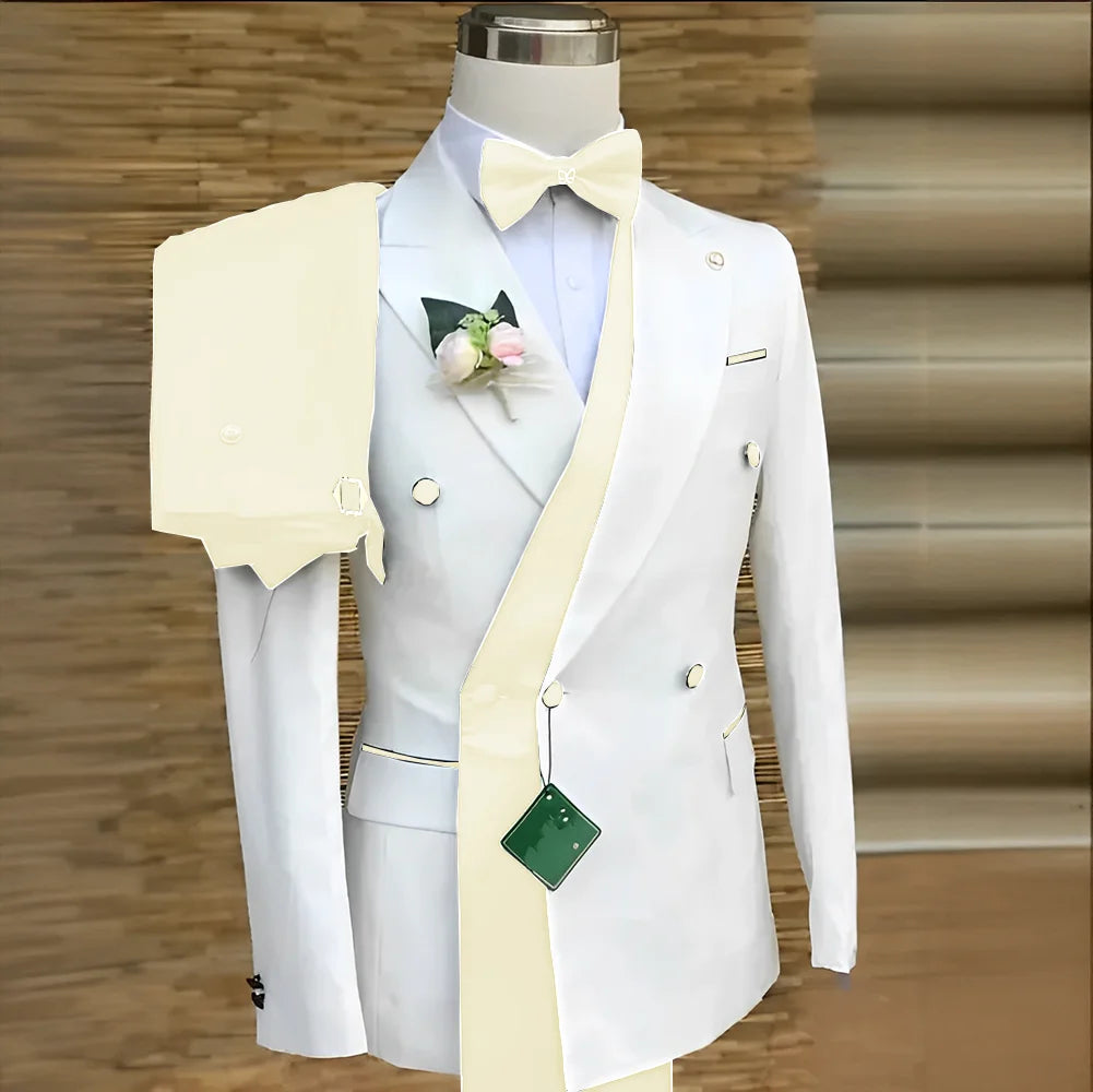 Double Breasted Formal Suits for Men Business Prom Blazer with Pants Wedding Groom Tuxedo Male Suits Custom 2 Pieces Suit Jacket