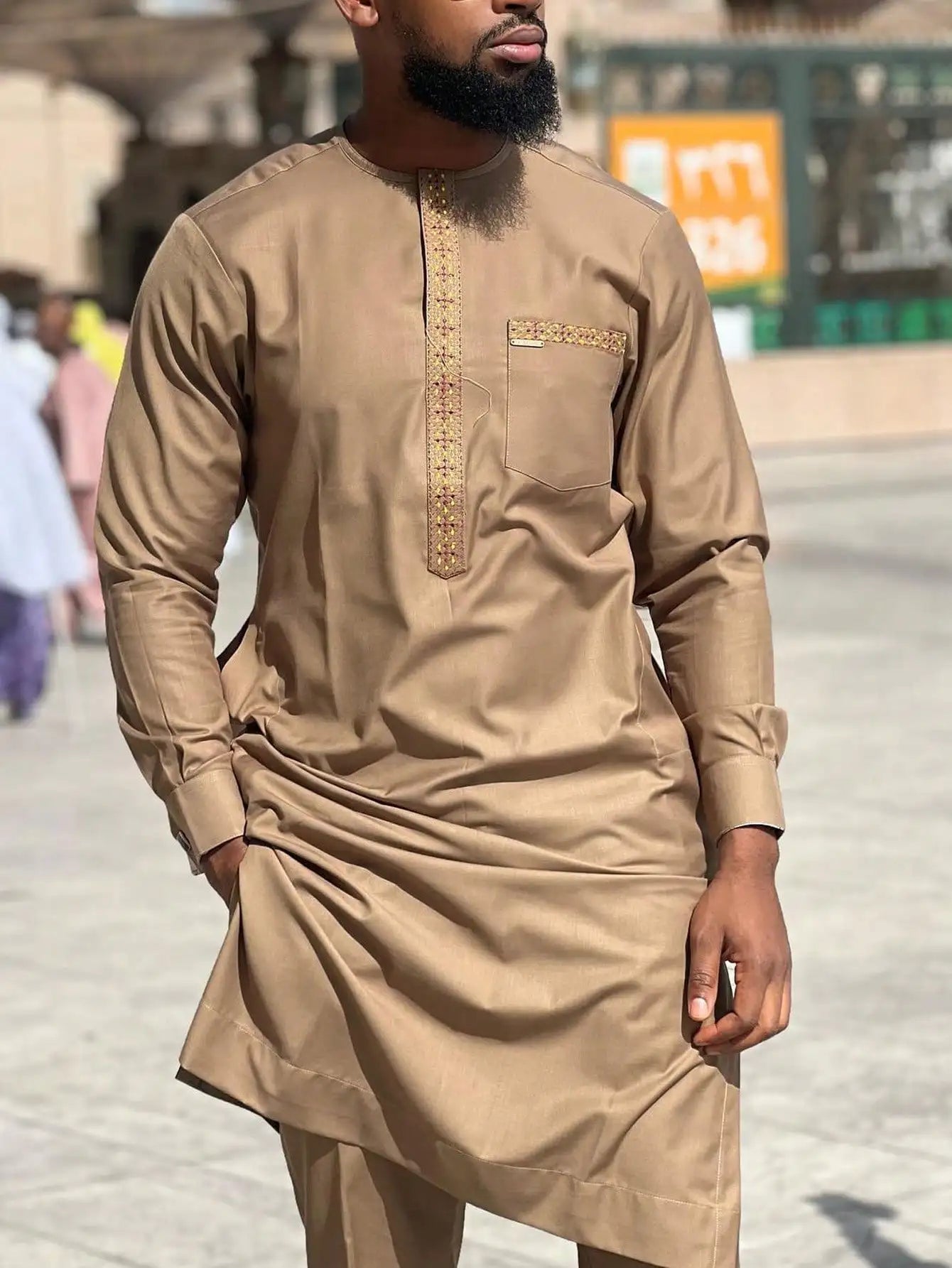 African traditional dress men's suit Long sleeve ethnic style printed patchwork shirt casual pants 2 piece holiday casual suit