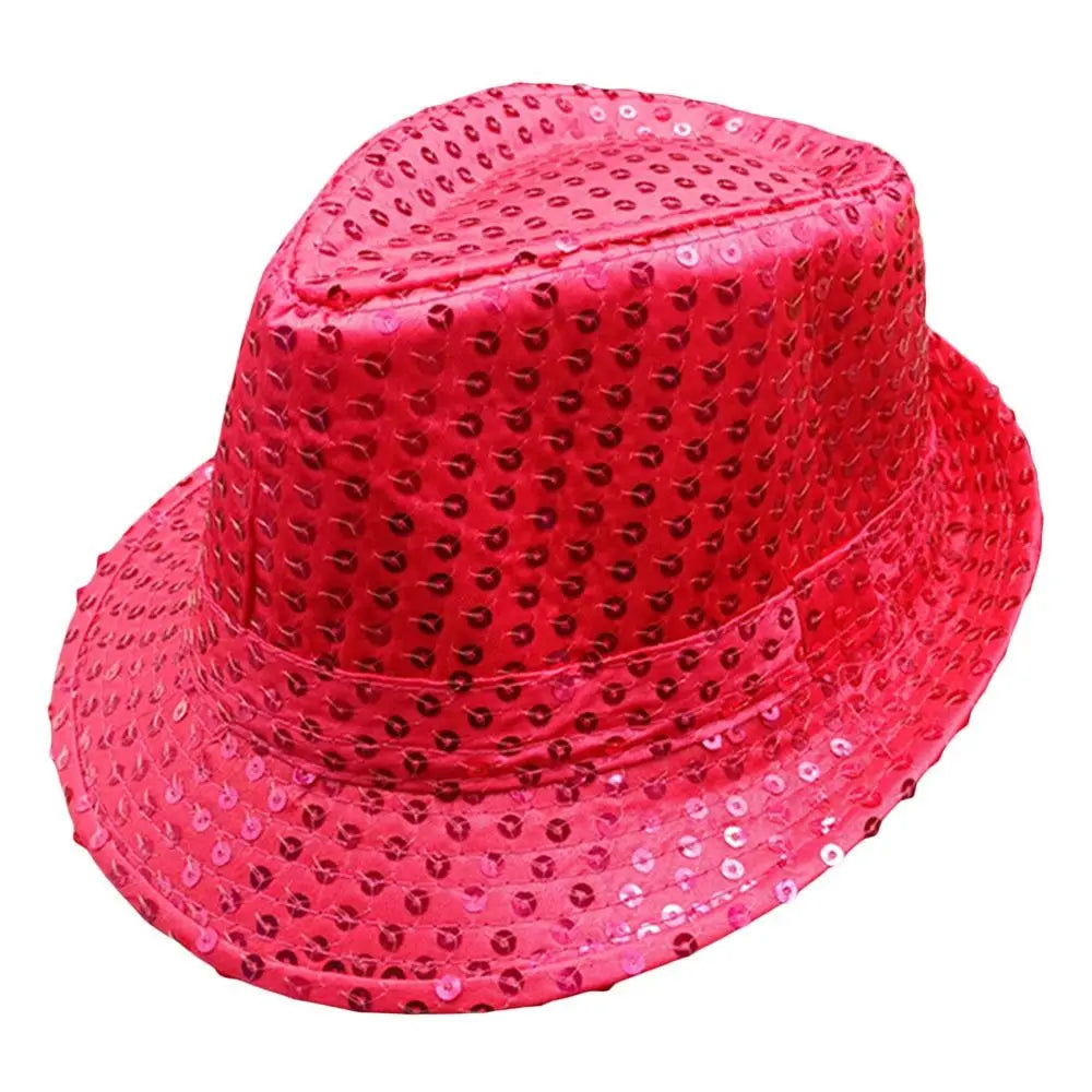 Men Women Jazz Hat Sequins Decorated Stage Dance Performance Cap Party Holiday Hat