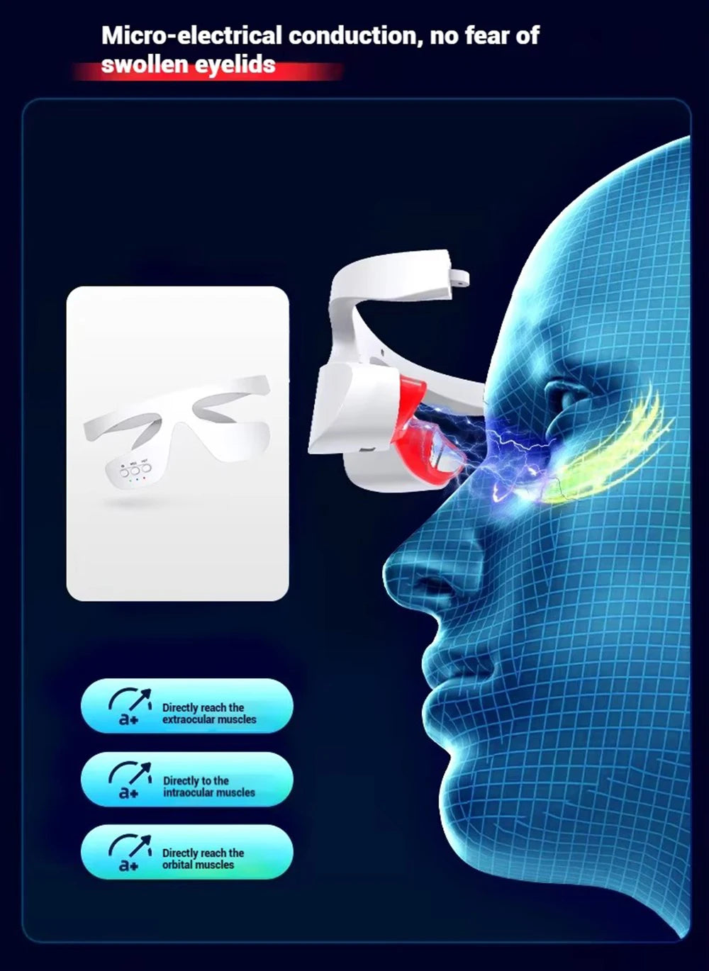 Eye Massager 3 Gear Red light Remove Eye Bags Dark Circles Puffiness Hot Compress Eye Relieve Eye Fatigue Wireless Use