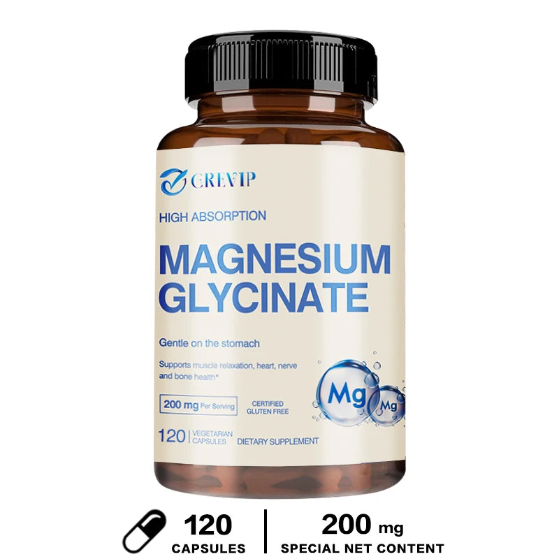 Magnesium Glycinate 200mg - Helps with Stress, Muscle, Sleep, Joints, Bones, Immune and Cardiovascular Health