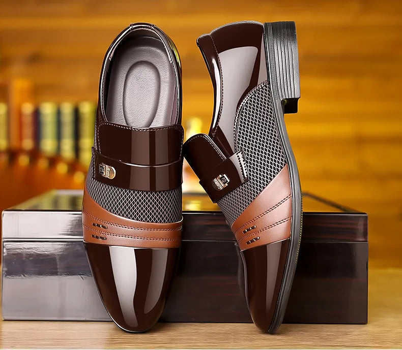 Men's Dress Shoes Pointed Toe Oxfords Classic Business Men Leather Shoes Slip on Wedding Casual Shoes Office Comfortable Loafers
