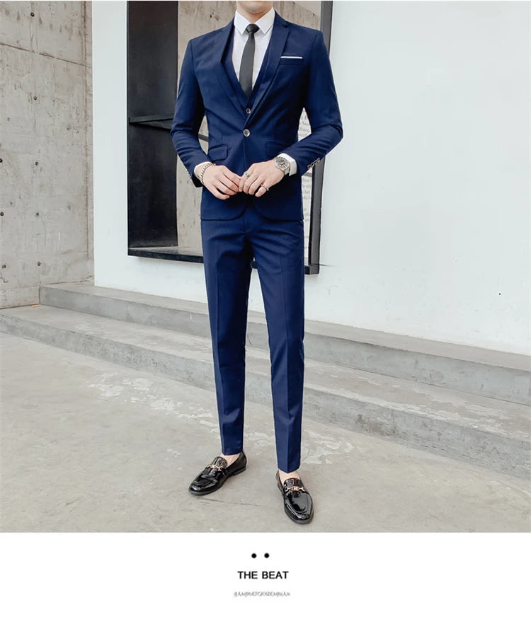 Suits for Men - 3 Pieces - New Fabrics - Fashionable Business Gentleman - Slim Fit - Wedding  Professional Business Formal Dress