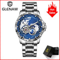 2025 New GLENAW Earth Series Mechanical Watch Men Rotating Earth Dial Night Light Waterproof Top Luxury Design Mechanical Watch