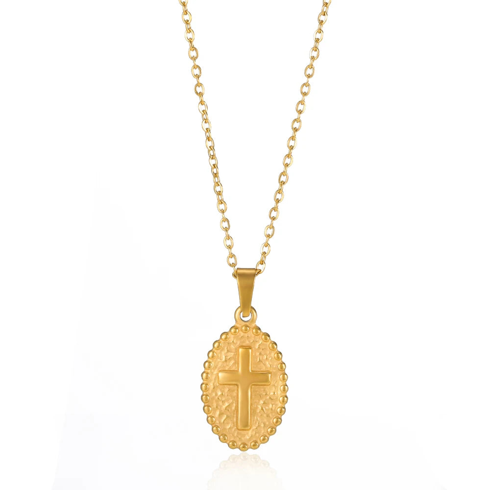 Cross Necklace For Women Classic Cross Collar Gold Color Egyptian Nile Ankh Choker Stainless Steel Chain Aesthetic Jewelry Gift